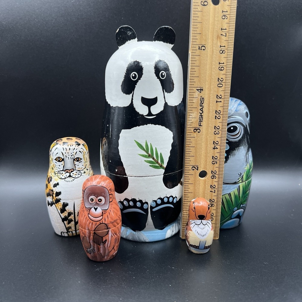 Wooden Animal Nesting Dolls Set Montessori Toy Nursery Decor Kids Gift - Picture 10 of 10